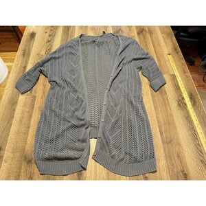 Torrid Sweater Womens Plus 3X Gray Blue Long Button Up Cardigan, Knit